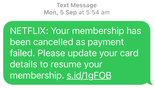Scam SMS - Membership Cancellation